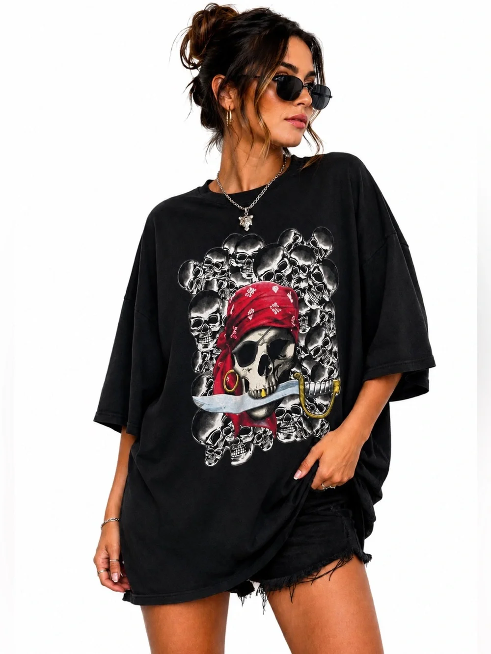 Triple Seven Vintage Skull Pirate T-Shirt Size 3XL